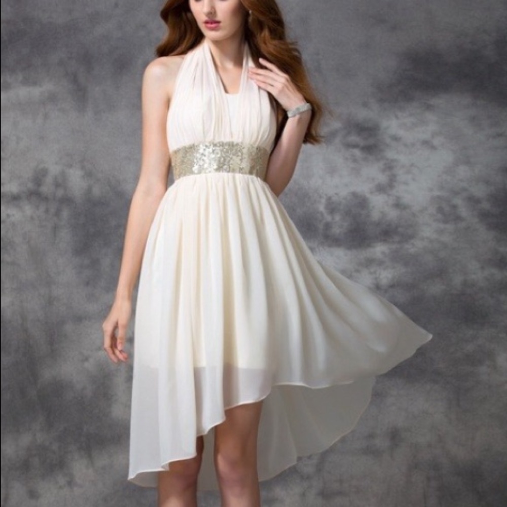 👗Gray/White Chiffon Dress Semi Formal👛